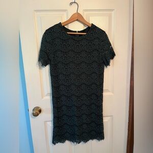 Lulu's Dark Green Lace Overlay Dress